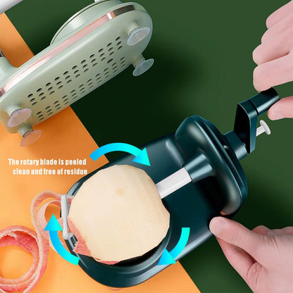 New Hand-Cranked Manual Fruit Peeler Multifunctional Apple Pear Kitchen Peeler Slicing Tool with Spare Blades